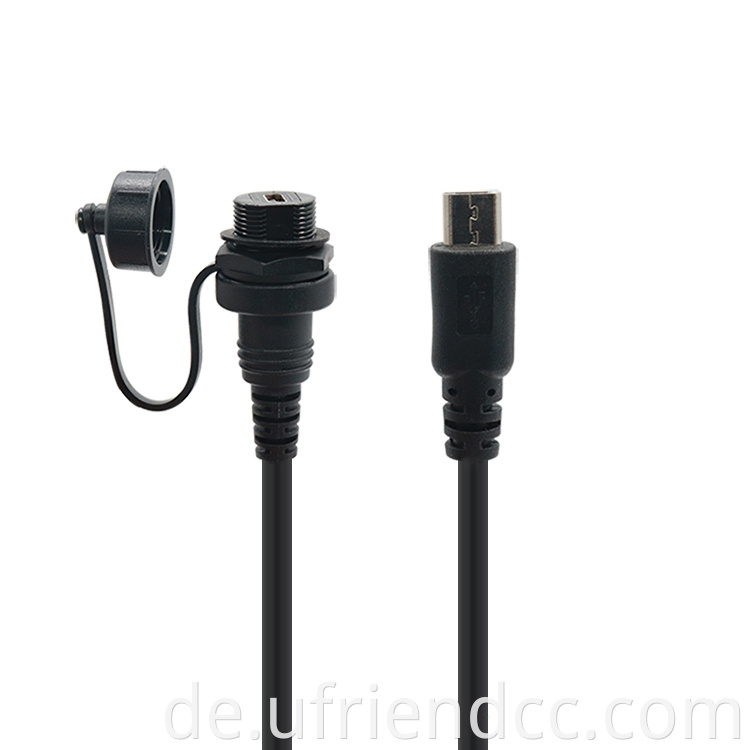 IP67 IP68 wasserdichte männliche bis weibliche Panel -Mount Micro B 5 Pin USB -Kabel